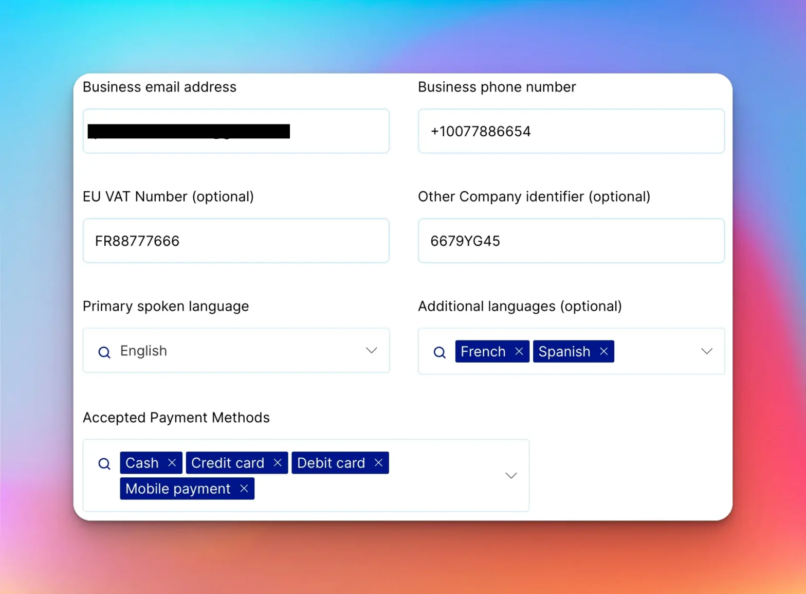 a screenshot of the general information section of Webfolio's onboarding questionnaire